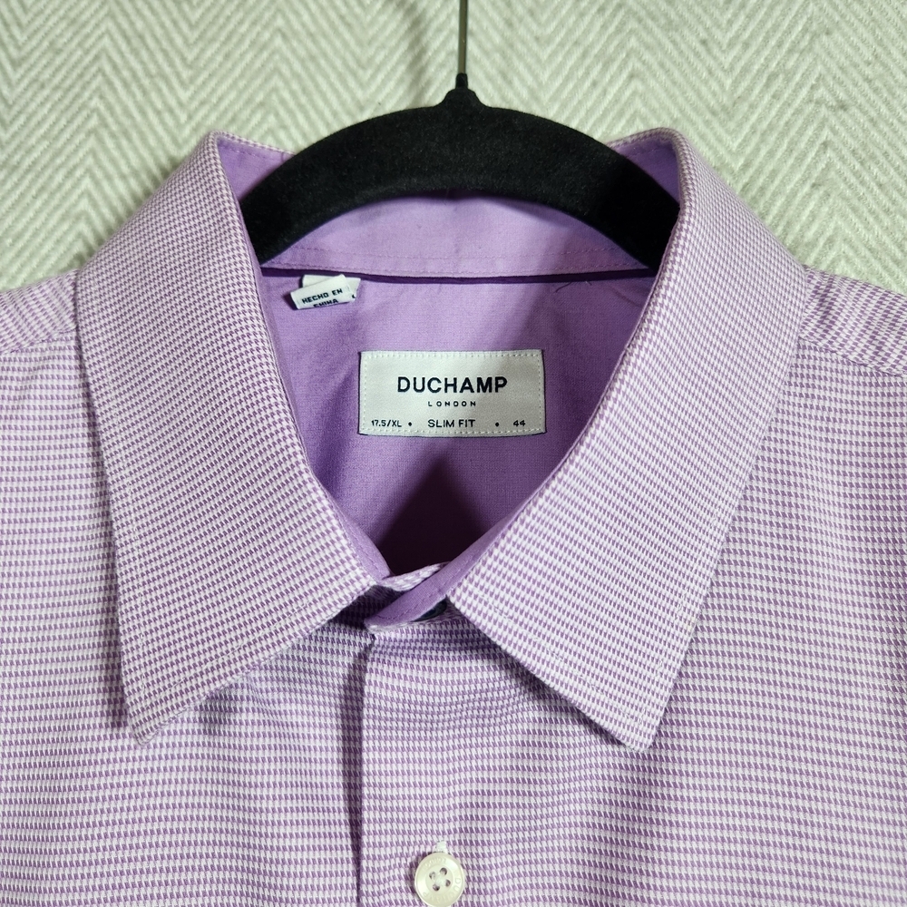 Duchamp Lavender Men's XL 17 1/2 44 Long Sleeve Button Down Shirt Flip Cuff - Picture 4 of 12